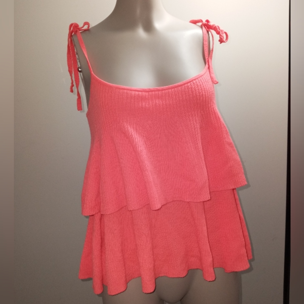 J Crew Merino wool coral orange sleeveless blouse size small